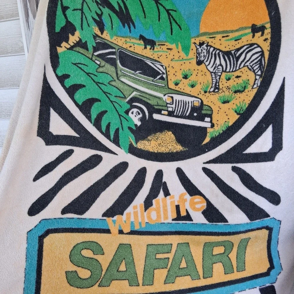 Rare Vintage Royal‎ Pacific Wildlife Safari Beach Towel Zebra Graphic Print VGVC
